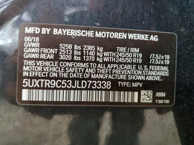 2018 BMW X3 XDRIVE30I  