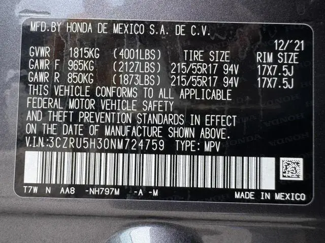 2022 HONDA HR-V LX  