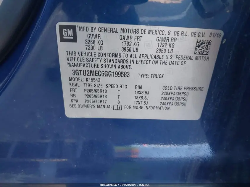 2016 GMC SIERRA 1500 SLE