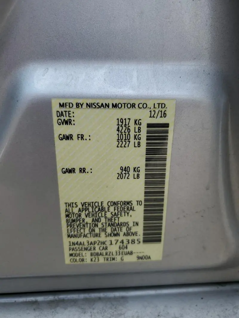 2017 NISSAN ALTIMA 2.5  