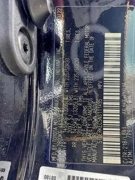 2022 TOYOTA SIENNA LIMITED  