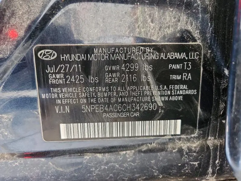 2012 HYUNDAI SONATA GLS  
