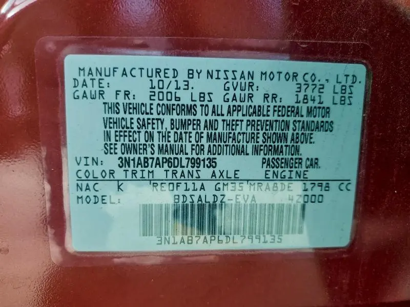 2013 NISSAN SENTRA S  