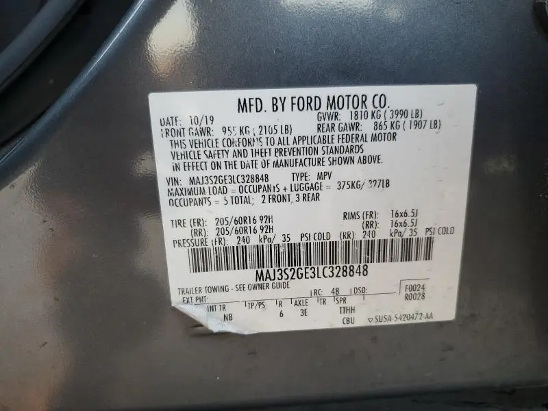 2020 FORD ECOSPORT SE  