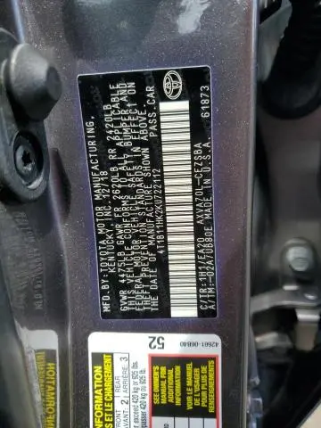 2019 TOYOTA CAMRY L  