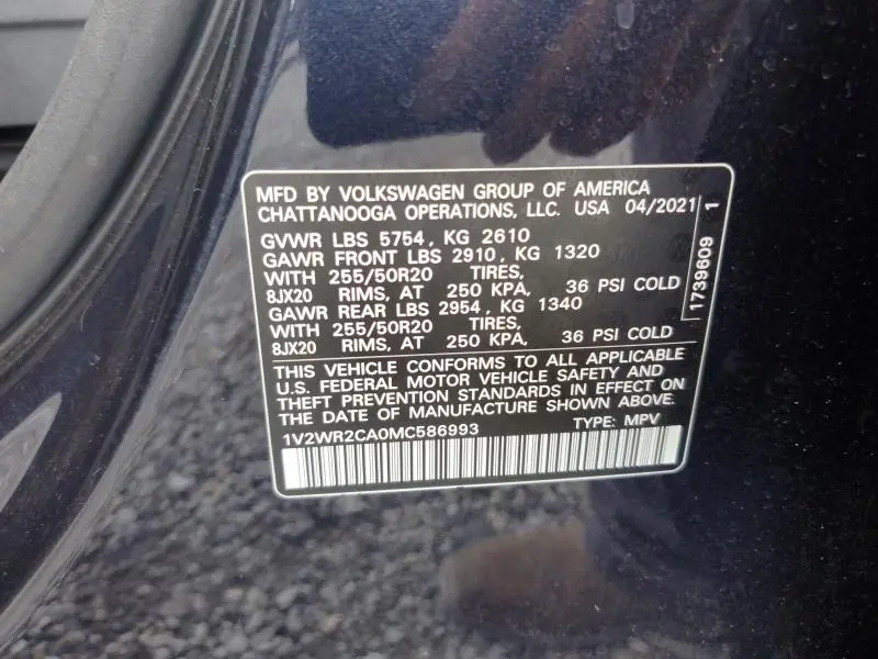 2021 VOLKSWAGEN ATLAS SE  