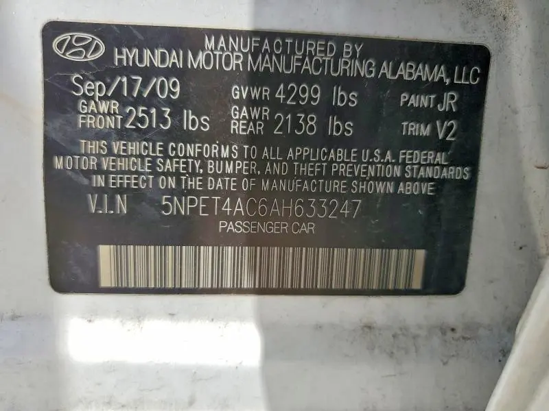 2010 HYUNDAI SONATA GLS  