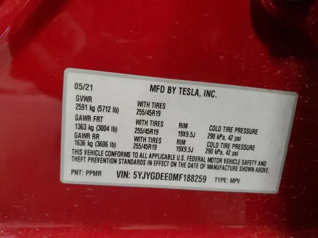 2021 TESLA MODEL Y