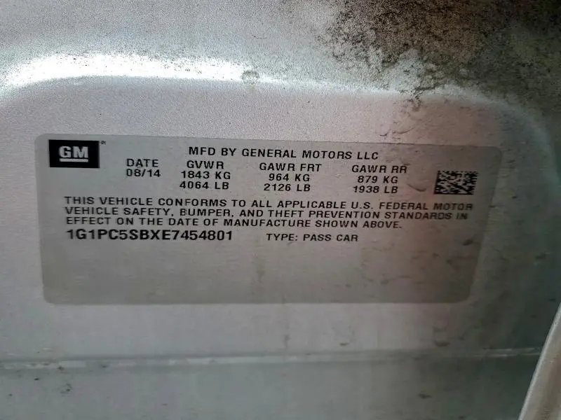 2014 CHEVROLET CRUZE LT  