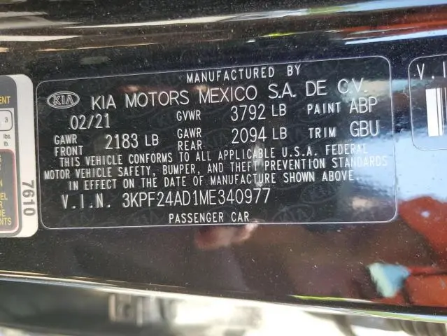 2021 KIA FORTE FE  