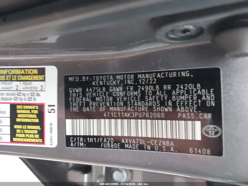 2023 TOYOTA CAMRY LE