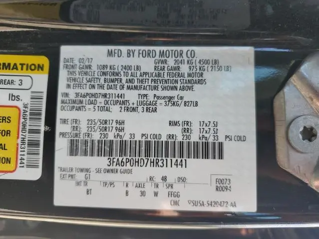 2017 FORD FUSION SE  