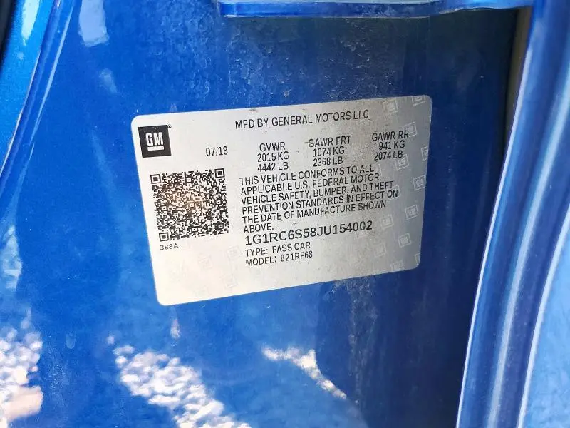2018 CHEVROLET VOLT LT  