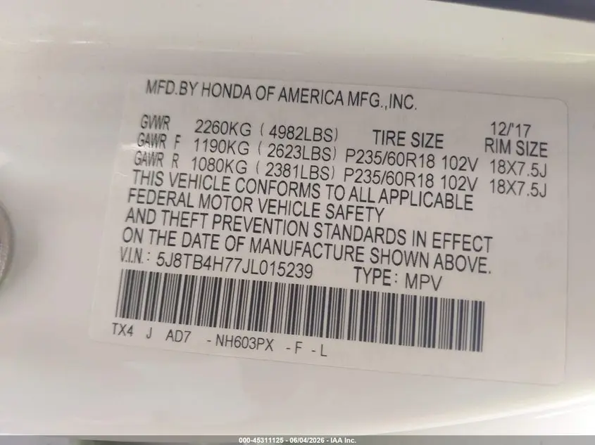 2018 ACURA RDX ADVANCE PACKAGE