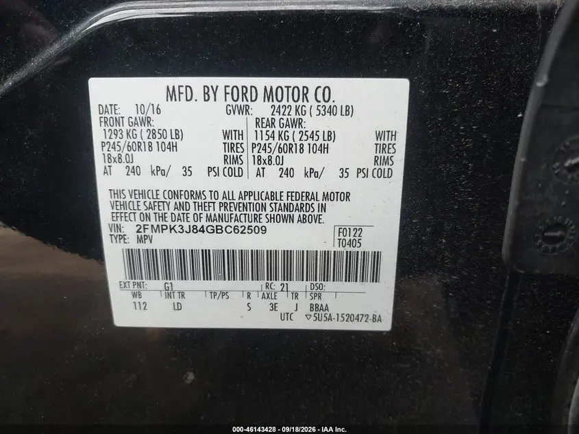 2016 FORD EDGE SEL