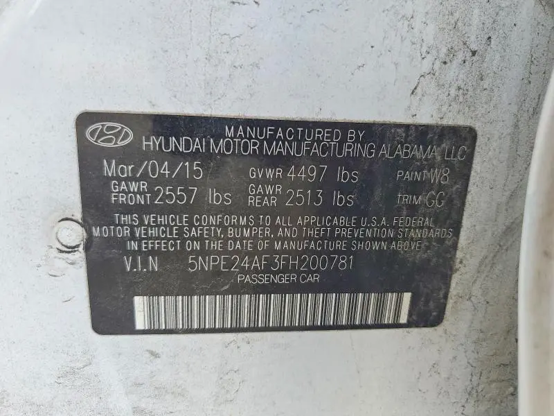 2015 HYUNDAI SONATA SE  