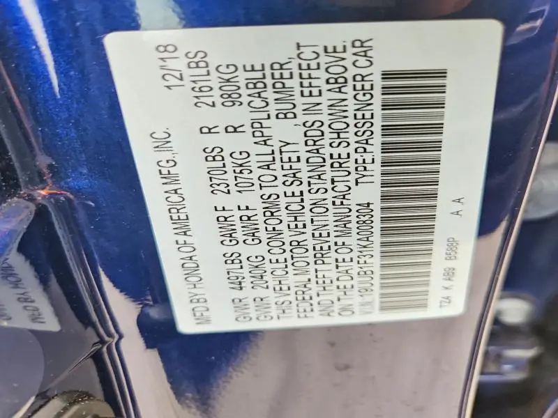 2019 ACURA TLX   