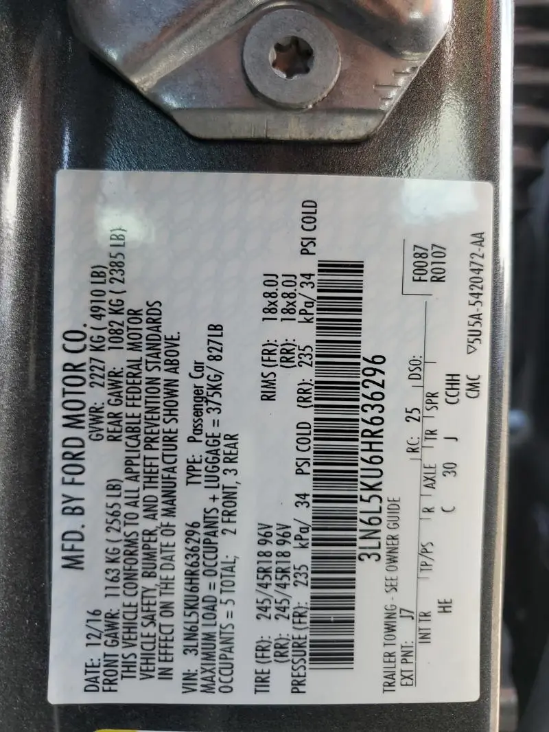 2017 LINCOLN MKZ HYBRID PREMIERE  