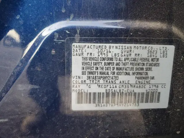 2017 NISSAN SENTRA S  