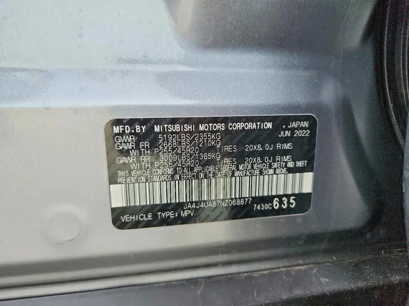 2022 MITSUBISHI OUTLANDER SE  