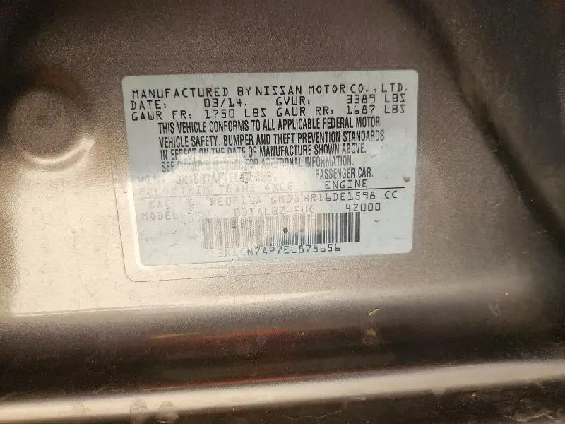 2014 NISSAN VERSA 1.6 SV  