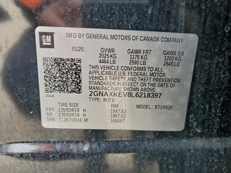 2020 CHEVROLET EQUINOX LT  