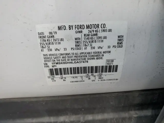 2020 FORD EXPLORER XLT  