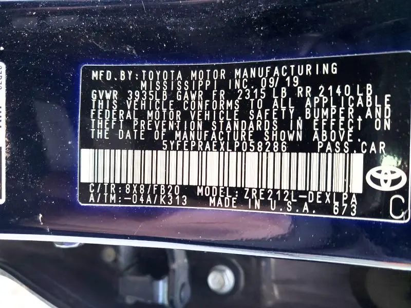 2020 TOYOTA COROLLA LE  