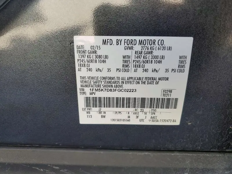 2015 FORD EXPLORER XLT  