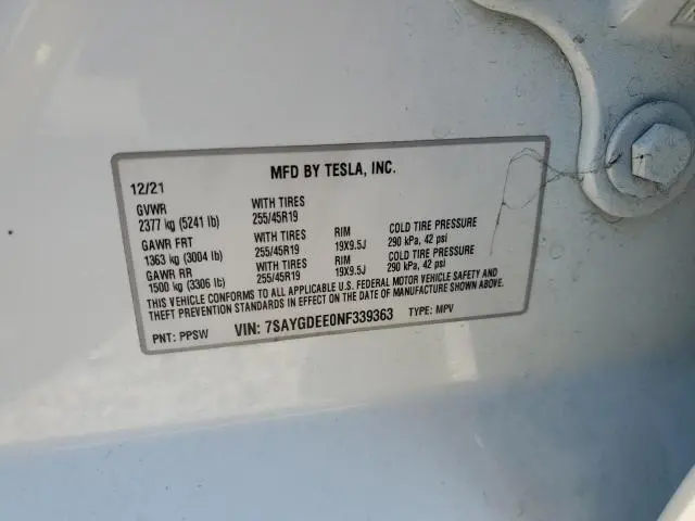 2022 TESLA MODEL Y 