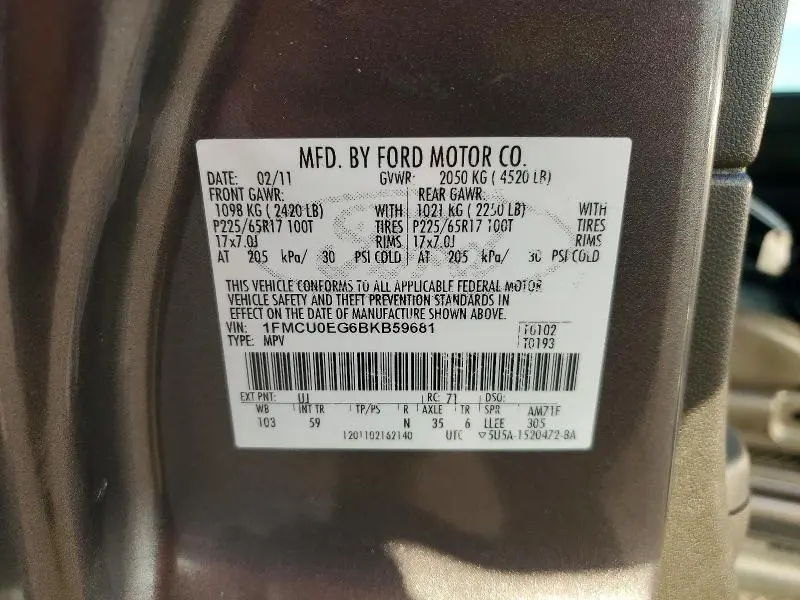 2011 FORD ESCAPE LIMITED  