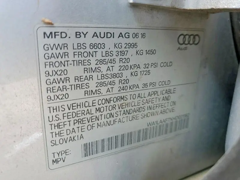 2017 AUDI Q7 PREMIUM PLUS  