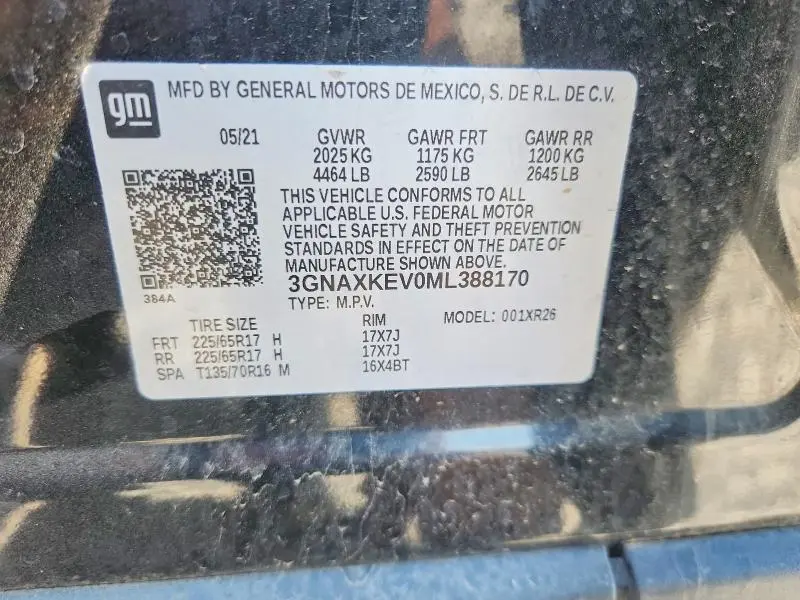 2021 CHEVROLET EQUINOX LT  
