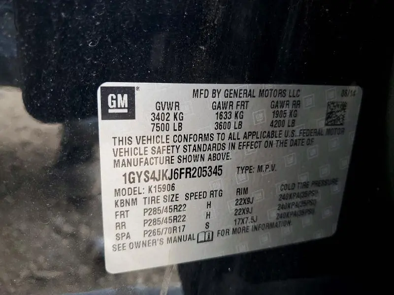 2015 CADILLAC ESCALADE ESV PREMIUM  