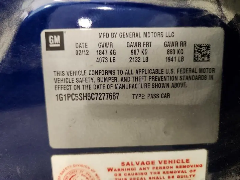 2012 CHEVROLET CRUZE LS  