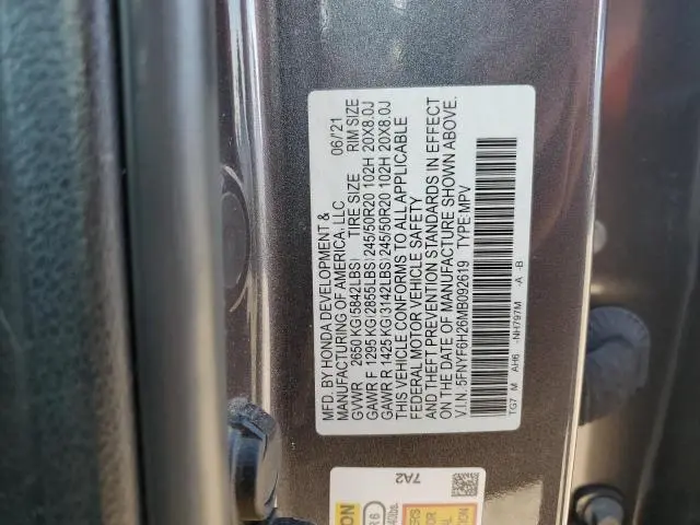 2021 HONDA PILOT SE  