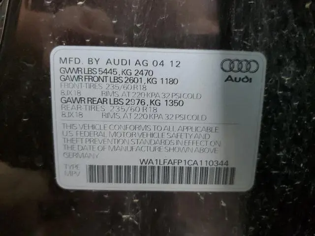 2012 AUDI Q5 PREMIUM PLUS  