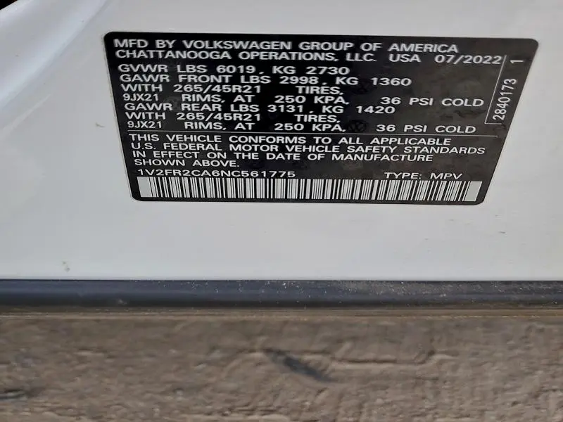 2022 VOLKSWAGEN ATLAS SEL PREMIUM R-LINE  