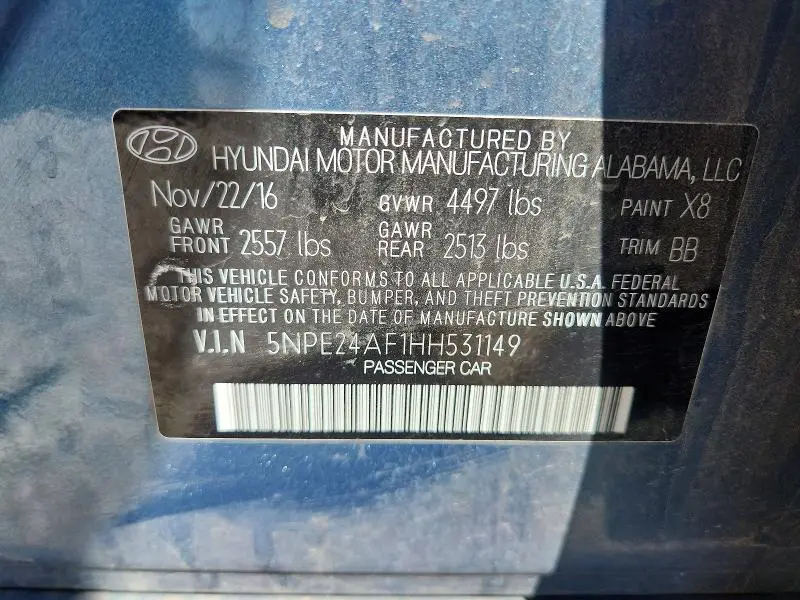 2017 HYUNDAI SONATA SE  