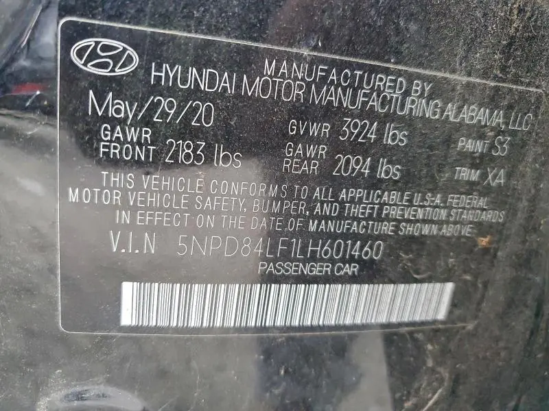 2020 HYUNDAI ELANTRA SEL  