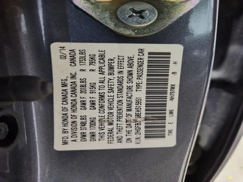 2014 HONDA CIVIC LX  