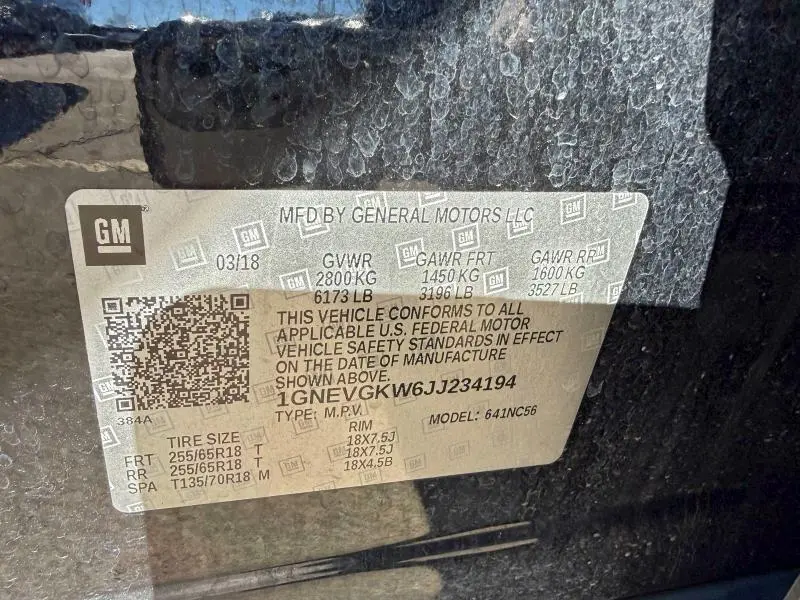 2018 CHEVROLET TRAVERSE LT  