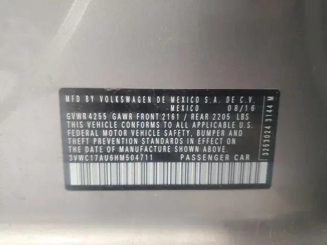 2017 VOLKSWAGEN GOLF SPORTWAGEN S  