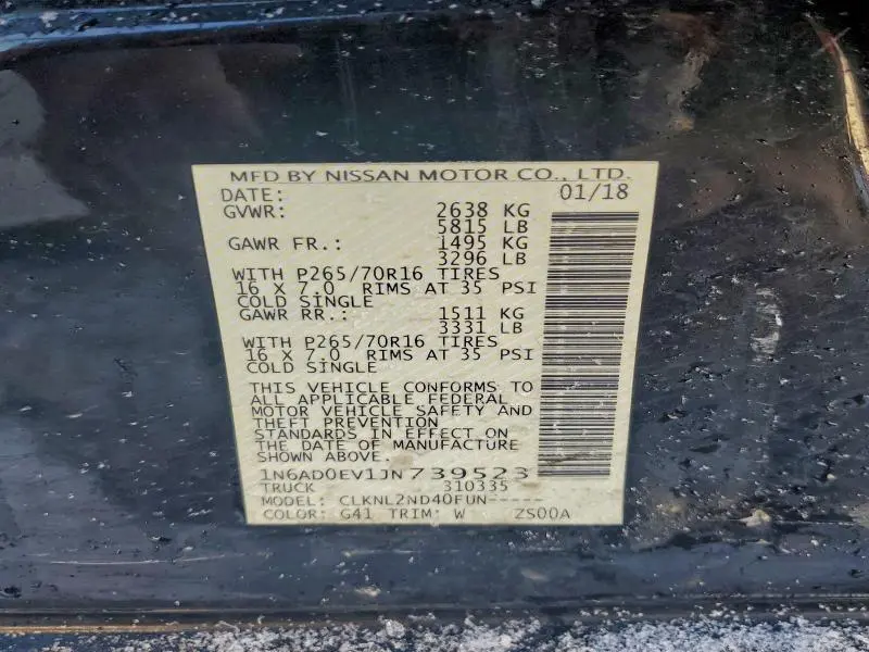 2018 NISSAN FRONTIER S  