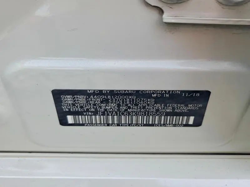 2019 SUBARU WRX PREMIUM  