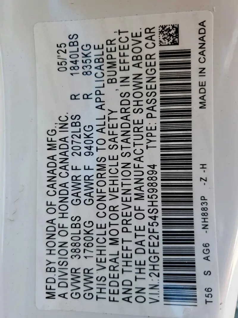 2025 HONDA CIVIC SPORT  