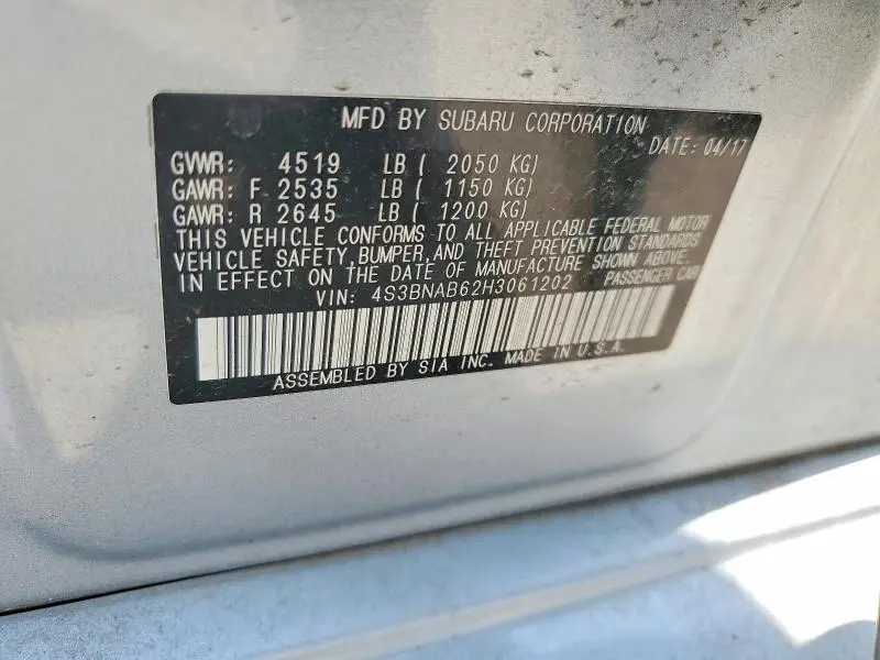 2017 SUBARU LEGACY 2.5I  