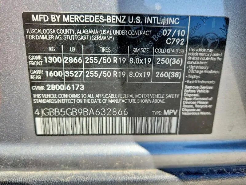 2011 MERCEDES-BENZ ML 350  