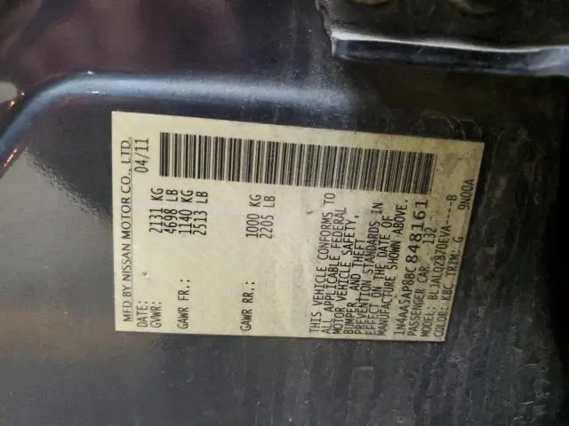 2011 NISSAN MAXIMA S  