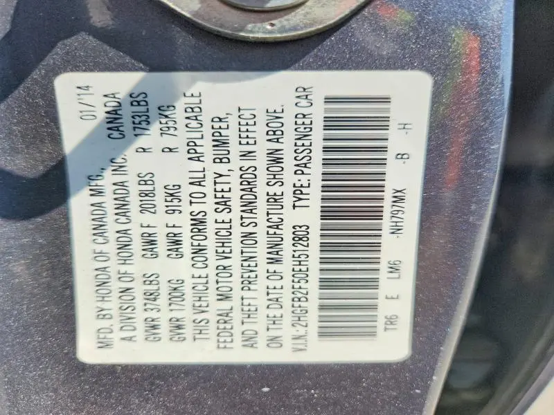 2014 HONDA CIVIC LX  